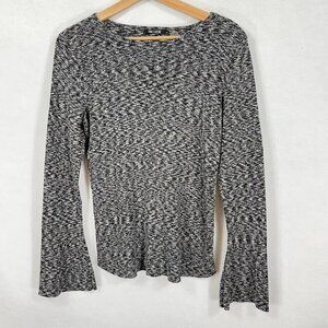 Nic + Zoe Black And White Flared Sleeve Pullover Cotton Modal Blend Sweater L